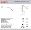 Modern surface mounted gooseneck round holder USB wall lamp 3W led wall light led reading bed light