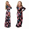 Mom and Daughter Floral printed Casual Matching Family Fall Clothes Maxi Long Dress Outfits Mother Daughter Matching Dress