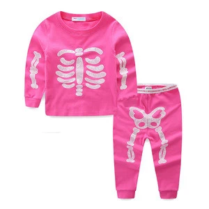 Mudkingdom boys and girls luminous skeleton home wear clothing children&#039;s long-sleeved trouser home wear sets