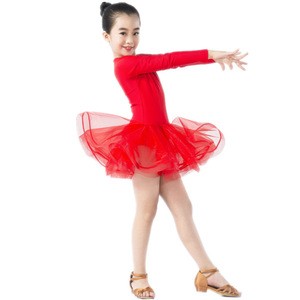 Multi colors Ballet Dress Latin Dance Costumes Long Sleeve Dress
