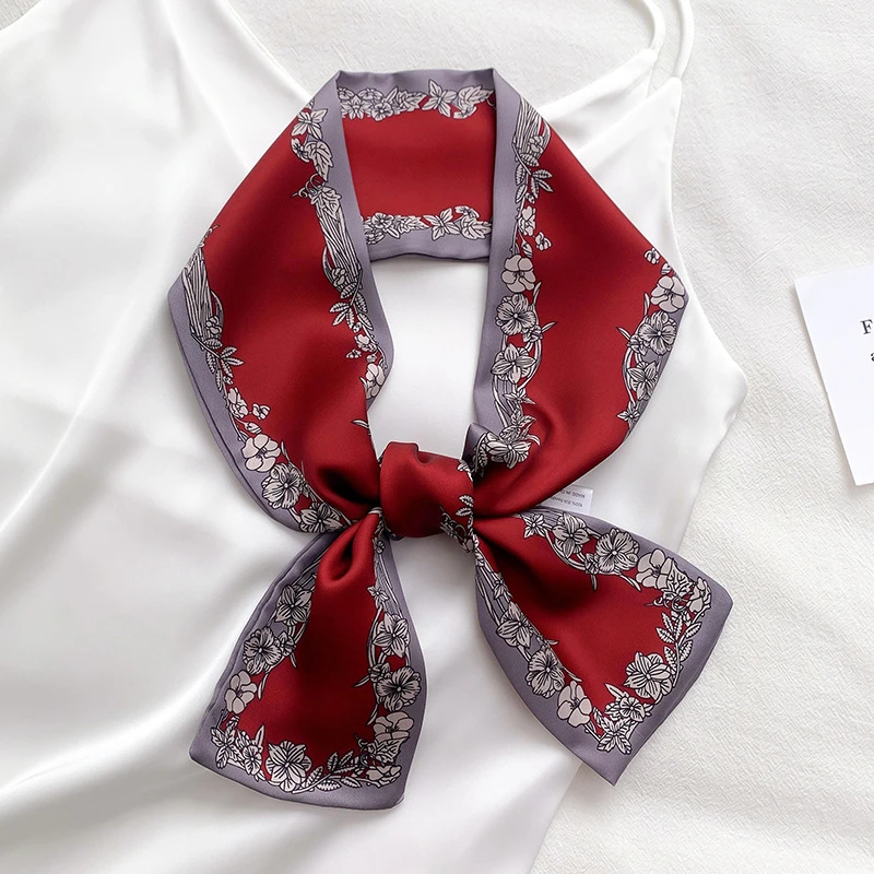 Narrow wrist neck silk scarf new arrival Custom design scarf Digital Print Square fashion Twill silk Scarf