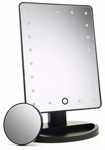Natural Daylight Lighted Makeup Mirror / Vanity Mirror with Touch Screen Dimming, Detachable 10X Magnification Spot Mirror, Port