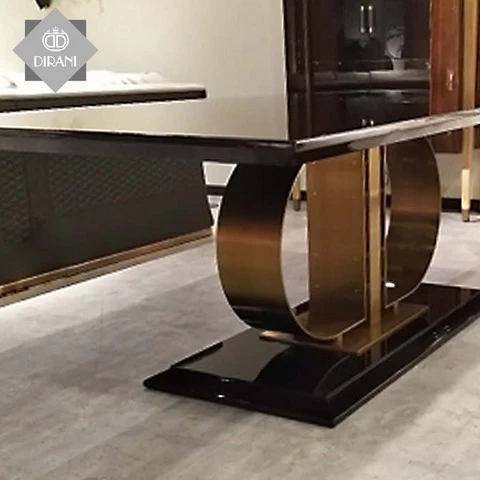 natural solid wood table top metal base dining table modern style dining furniture rectangular wooden dinning table