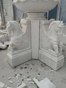 Natural stone marble stone horse fountains for hotel&amp;garden