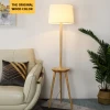 Natural Wood Tripod Floor Standing Lamps Ivory Fabric Shade Floor Lamp
