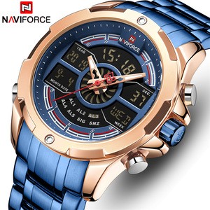 NAVIFORCE 9170 Men&#39;s Watches Luxury Brand Men Sports Quartz Watch Men Stainless Steel LED Digital Clock Waterproof  watch