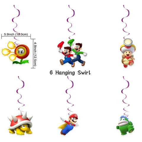 New Arrival Cartoon Super Mario Brother Character Foil Latex Balloon Sets Banner Flag For Kids Happy Birthday Party Decoration