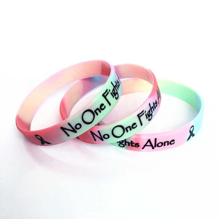 New Arrival No One Fights Alone Personalized Motivation Silicone Rubber Wrist Band In Stock
