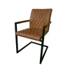 New Brown Faux Leather Industrial Vintage Frame Armrest Dining Chair