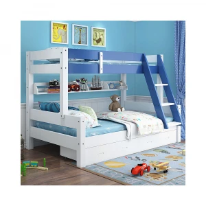 New Children Bedroom Furniture Sets Multifunction Baby Mediterranean Style Modern Solid Wooden Bunk Bed for Kids