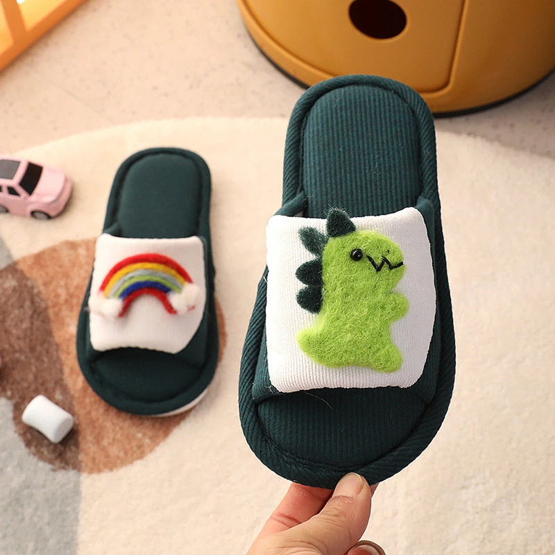New cute boys creative animal home breathable fashion comfortable cotton kids slippers for little girls
