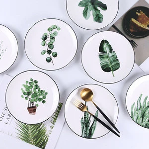 New design botanical dish plate ceramic cake/dessert plates