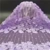 new design french purple wedding embroidery 3d laser cutting lace fabric sequin embroidery fabric