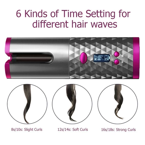 New Design Hot Selling Rechargeable Wireless Magic Auto Portable Hair Curler, Automatic Hair Curler Ceramic 3.5hours 5-7 Days