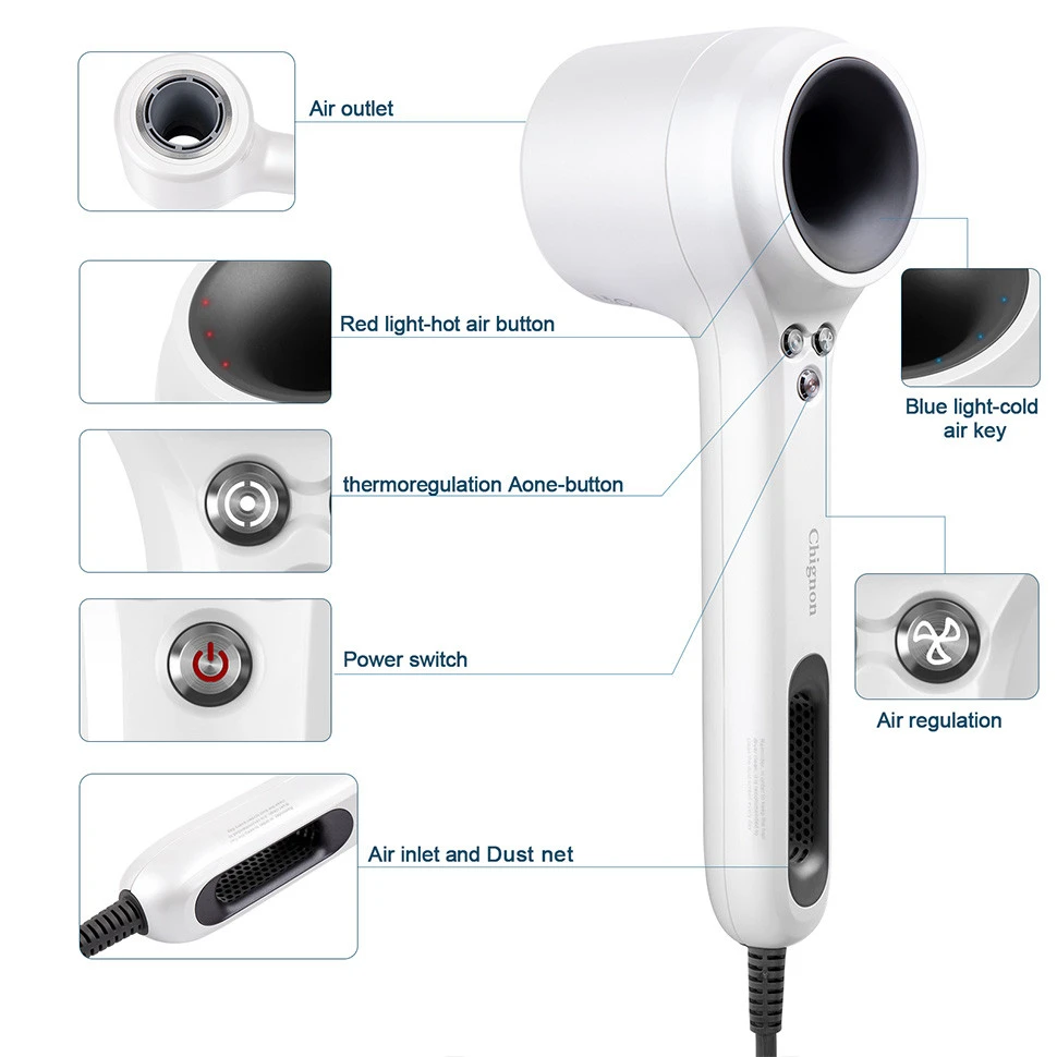 New design professional white wireless rechargeable hair dryer, cordless hair dryer