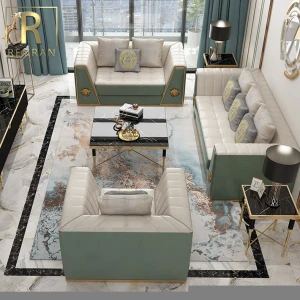 New high-quality luxury leather Italian sofa set home furniture living room sofa