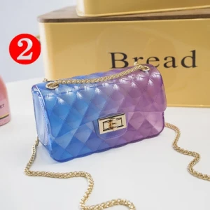 New wallets and handbags ladies jelly PVC transparent handbag candy color gradient girl chain shoulder bag