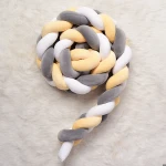 Newborn bumper mat baby bed knotted braided plush crib cot bedding protector bumper