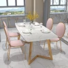 Nordic style white marble dining table set luxury dining chairs modern kitchen chair for dining room restaurant
