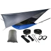 Nylon jungle outdoor portable double parachute camping hammock with mosquito net and rain fly
