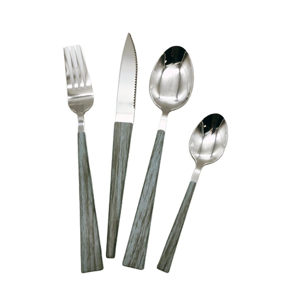 OEM 24piece high quality reusable  plastic cutlery set  dinner fork and spoon set with marble handle