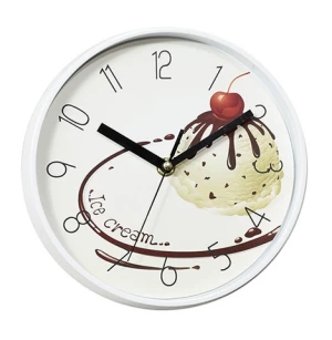 Oem reloj de cosina Cheap Plastic Ice Cream Kitchen Small Round Clock