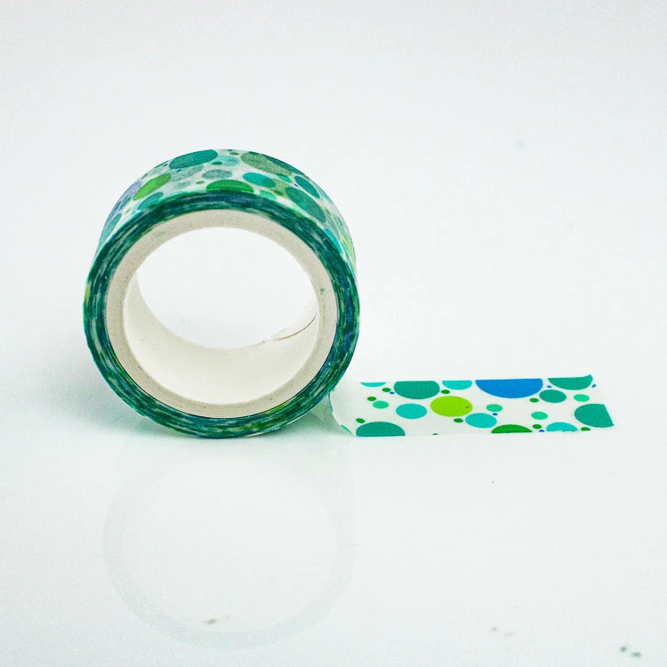 Office And School Decorative DIY Green Dots Printing Washi Tape