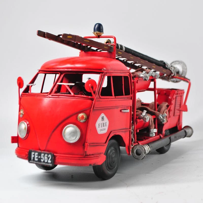 Other Home Decor Vintage Metal Fire Truck Model For Table Decoration