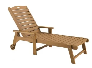 Outdoor Resin Plastic Wood WPC Sun Lounger with Metal Frame Stylish and Durable Lounger for Leisure