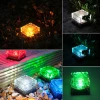 Outdoor Solar LED Lights Garden Crystal Glass Ice Brick deck ground light 7*7*5cm