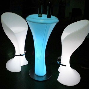 PE RGB color changed LED catering cafe bar chair&amp; table