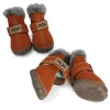 Pet Dog Warm Snow Boots, Anti slip, Wear resistant, Waterproof Rain Shoes Set of 4 Winter Pet Cotton Shoes