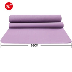 PIDO 6mm eco-friendly tpe 66cm widen single color yoga mat with carry strap