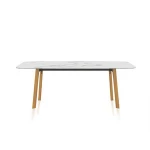 PMT 08  luxury european wood leg  big table white top calcatta hotel home Porcelain marble sintered stone dining table