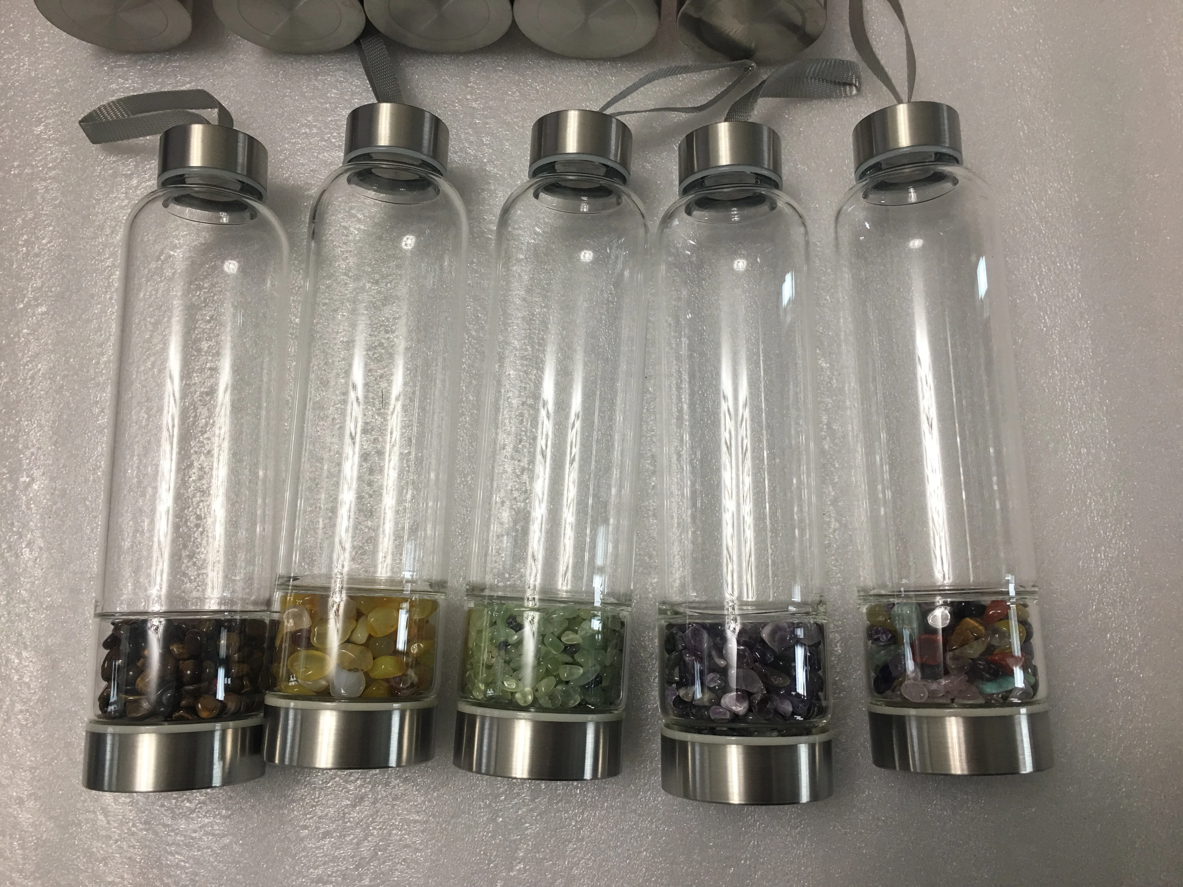 popular unique gifts high quality indoor and outdoor use drinking water infused healing stone glass crystal quartz bottle