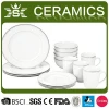 Porcelain or Stoneware White Ceramic Cafe Stripe Dinnerware Set