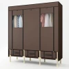 Portable Enlarged Waterproof Non-Woven Fabric Steel Tube Double Room Wardrobe with Three Drawers