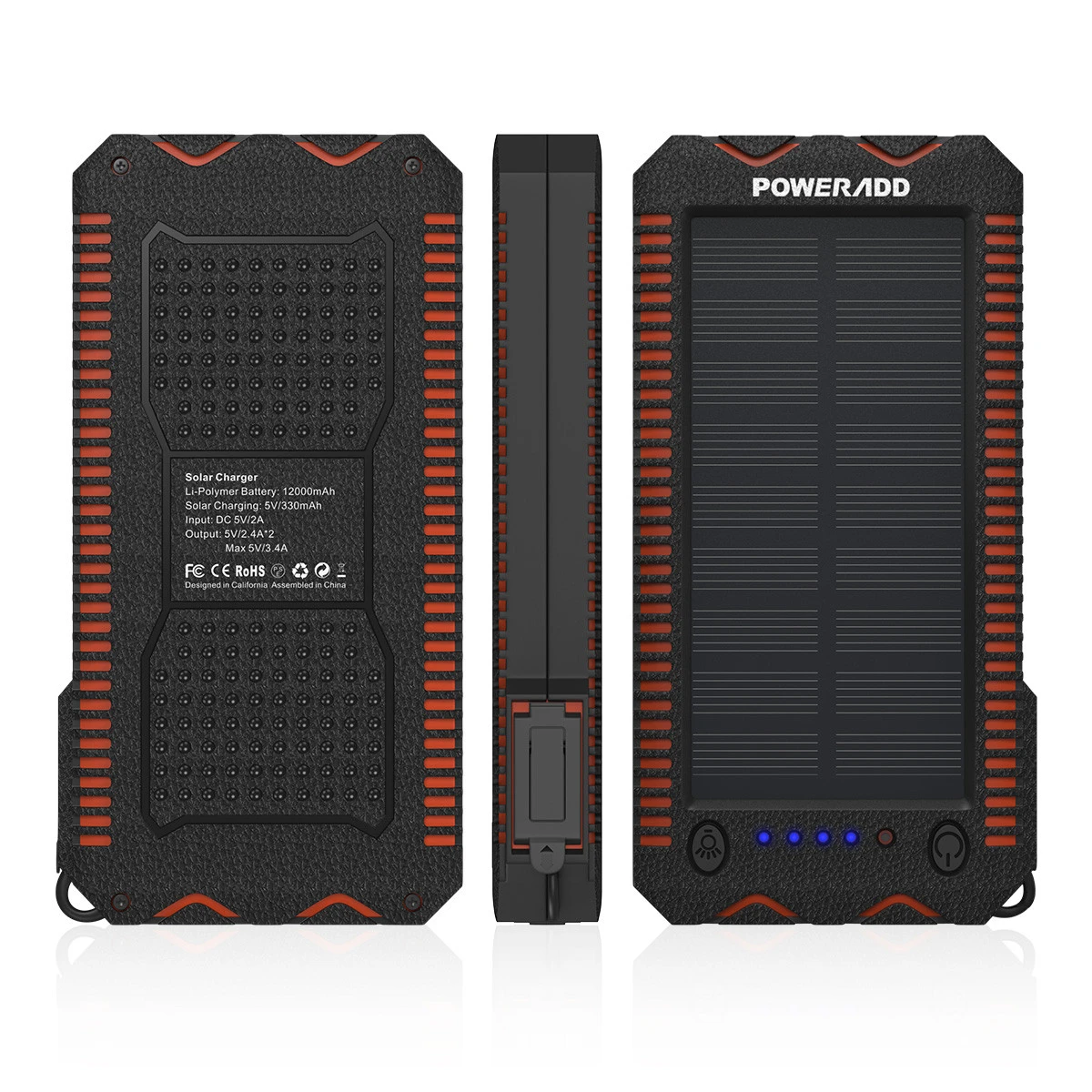Poweradd solar portable High quality and lasting mobile power bank 12000mah consumer electronic