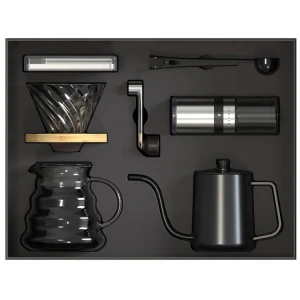 Premium gift box outdoor travel drip coffee v60 coffee set with manual coffee grinder filter Kettle pot scale spoon