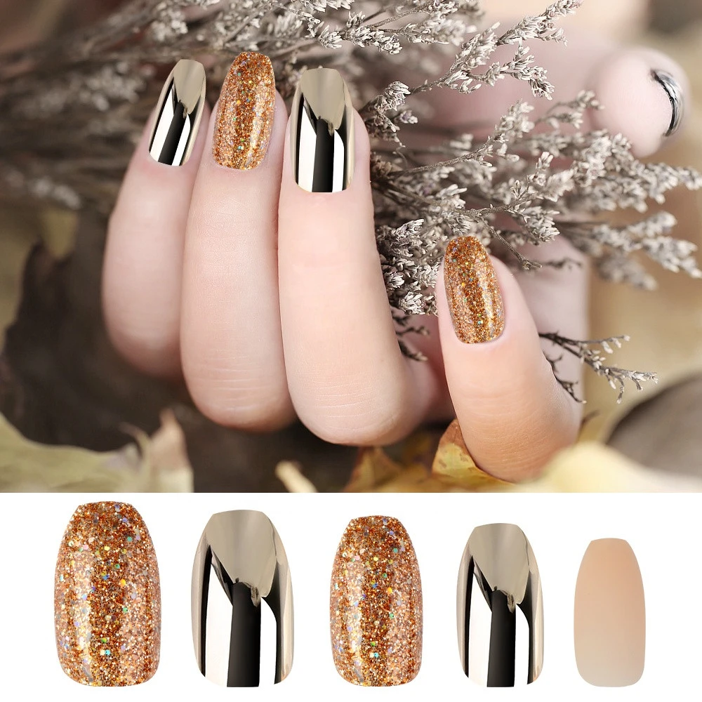 press-on nail tips coffin shape manufacturer Stiletto coffin nail tips  with stone Shiny Artificial Fingernails  Nail tips