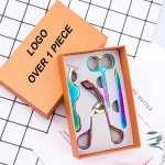 private label False Eyelash Curler Tweezer Eyelash Applicator Scissor Makeup Tool Set 4 in 1 with luxury packaging
