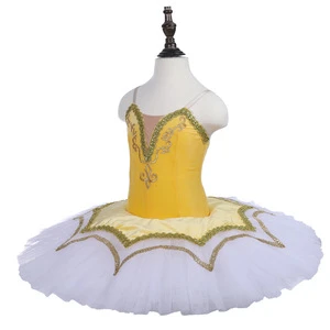 Professional Cheap Kids Girls Yellow Competition Performance Wear 7 Layers Tutus Ballet