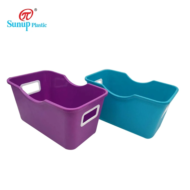 Purple Plastic Storage Basket With Handle Hollow Out Storage Basket
