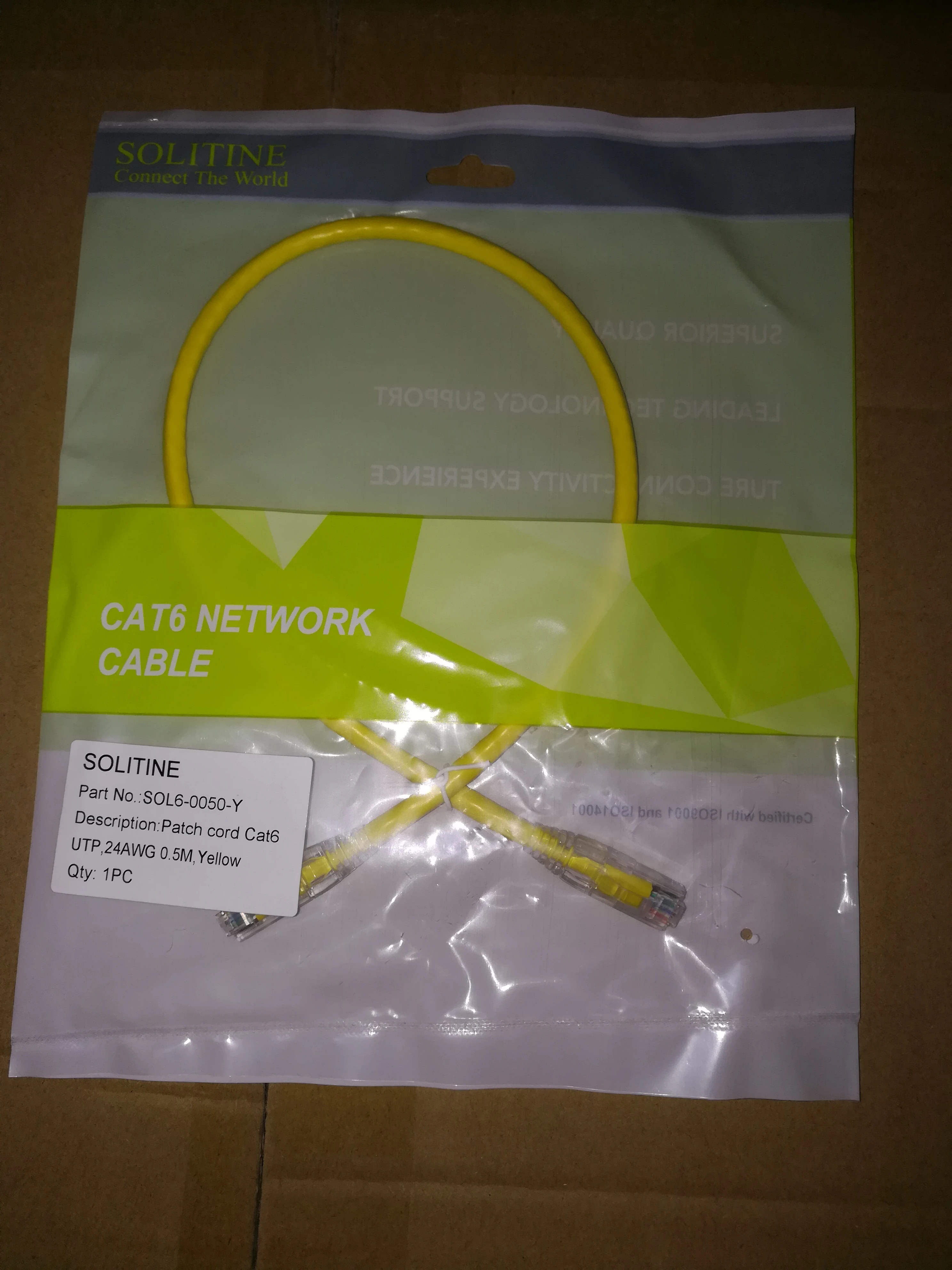 Pvc 7X0.2Mm Cu Cat6 Utp 24Awg 3M Fiber Yellow Patch Cord Optical