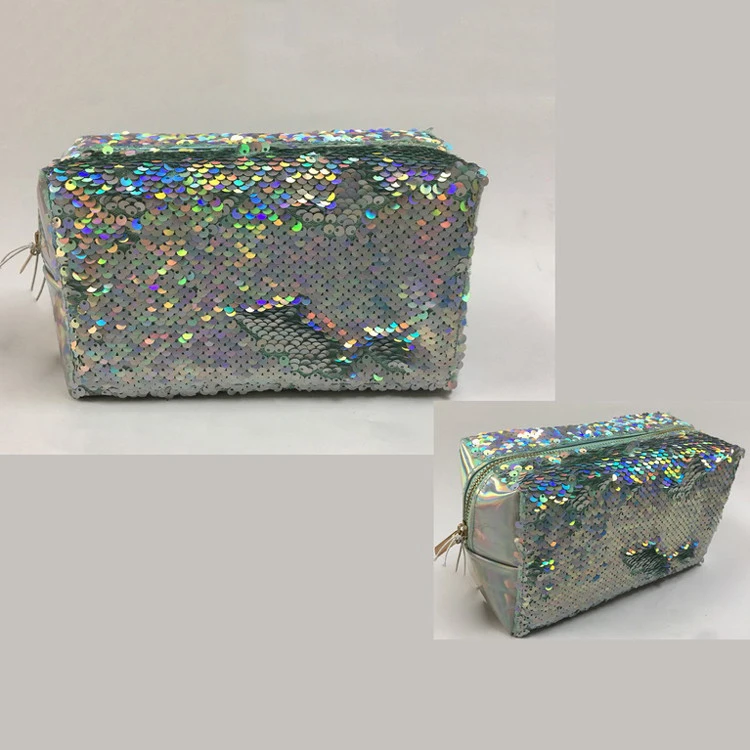 Pvc Custom  Travel Women Makeup Glitter Holographic  Cosmetic Bags Cases