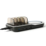qi wireless charge 4 USB charger station with type c usb charger portable charging station