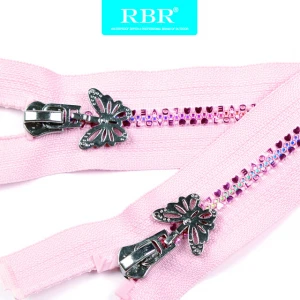 RBR Plastic Zipper  heart shape teeth with Autolock  Slider for girl garment