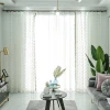 Ready Made store cheap lace Sheer Modern jacquard geometry white window curtains