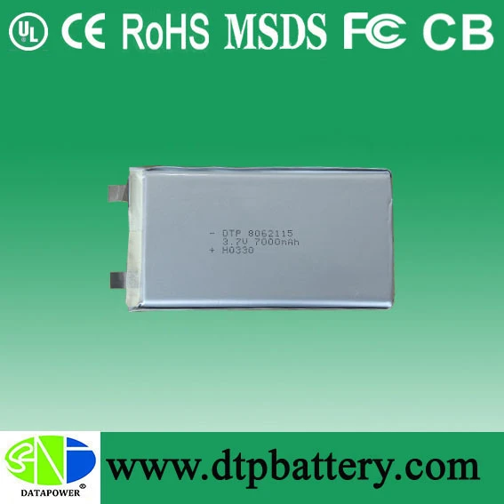 Rechargeable high capacity cheap price lipo batteries DTP8062115 3.7V 7000mAh lithium polymer battery