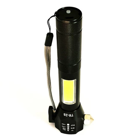 Rechargeable LED Flashlight with hammer Flashlight with Multi-functional emergency tool high High quality flashlight
